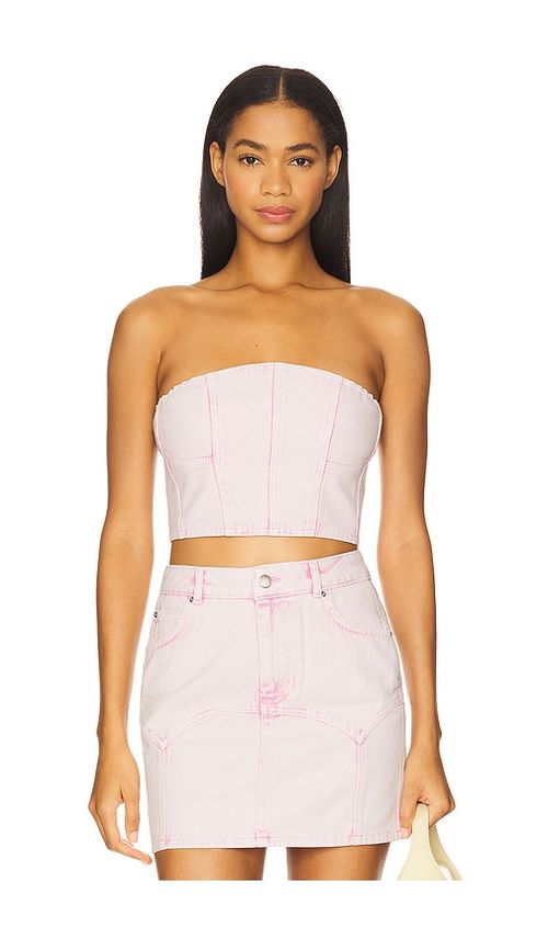Fleur du mal Colored Denim Bustier Top in Pink. -  6 also in 10, 2