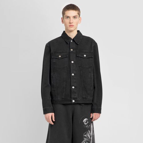 Men's Canvas Varsity Skate Jacket in Black/White