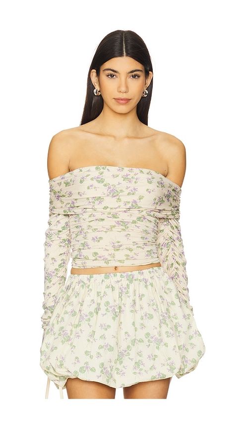 SWF Off Shoulder Wrap Top in Cream,Green. -  XS also in L