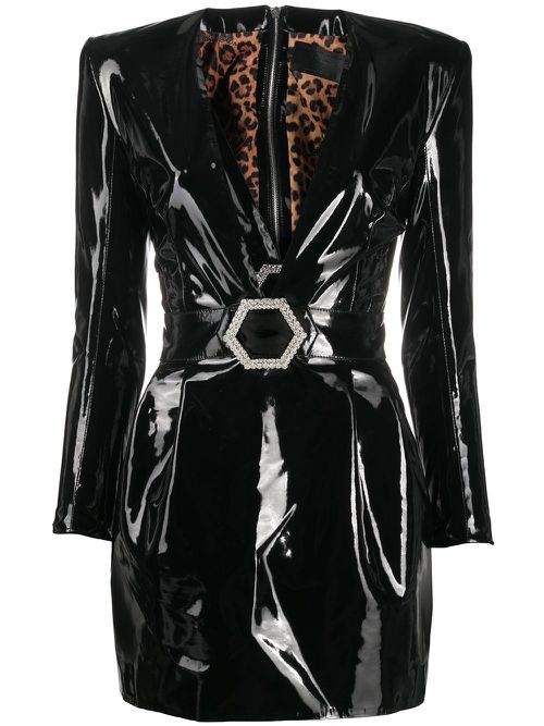 Plunging V-neck mini dress - Black