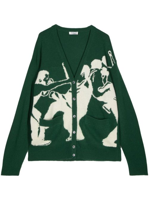 Intarsia-knit wool cardigan - Green