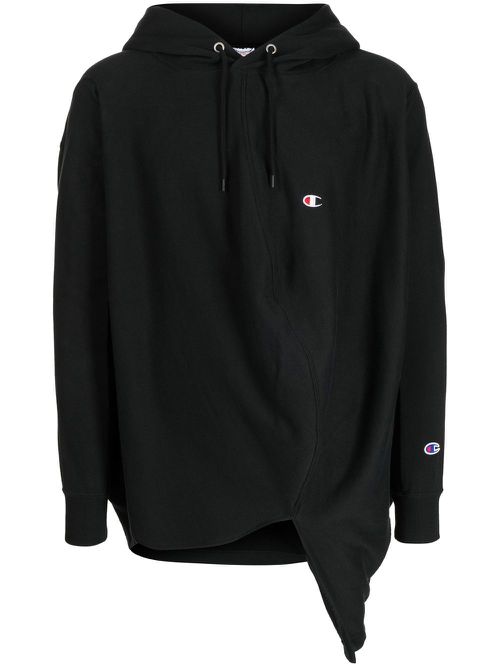 Draped drawstring hoodie - Black