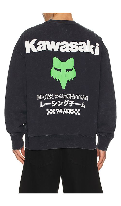 Fox Racing x Kawasaki Heavyweight Fleece Crewneck in Slate. L. Also in M, S, XL/1X