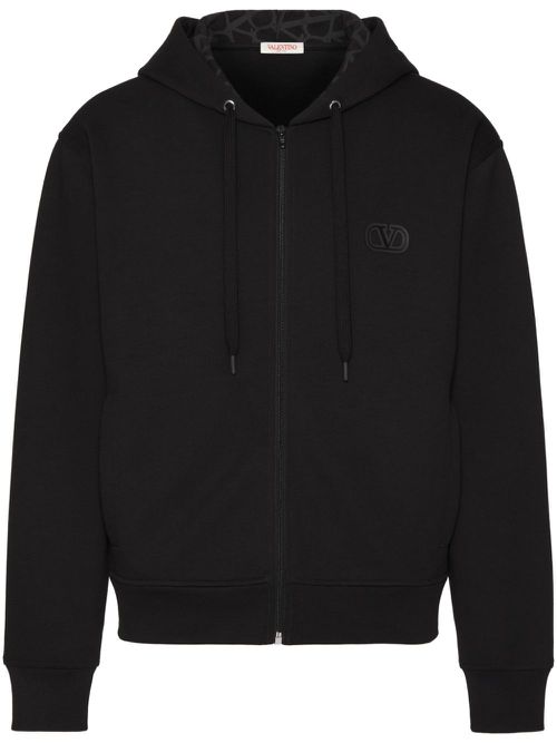 VLogo Signature zip-up hoodie - Black