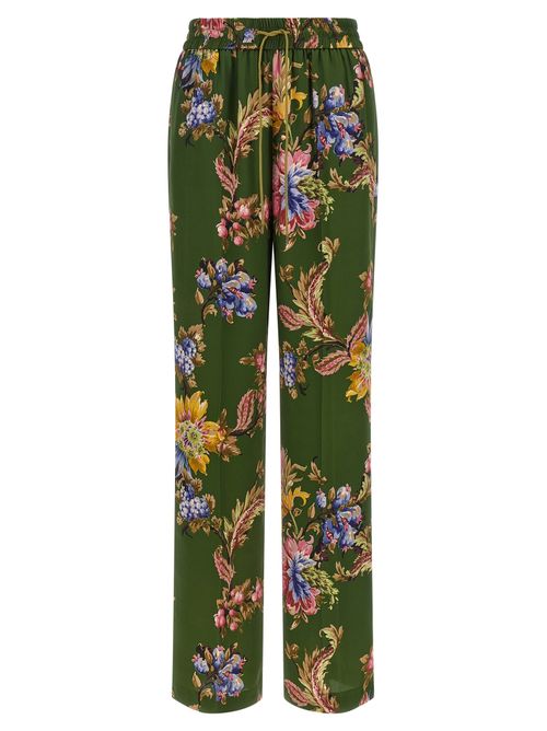 Floral Print Trousers — Green