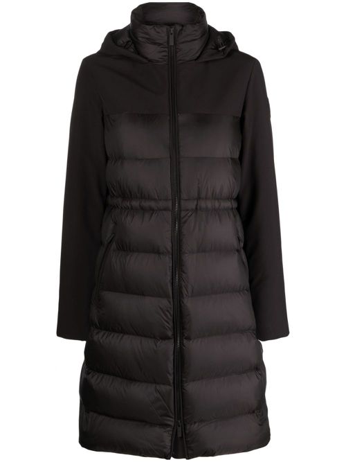Panelled hooded coat - Black