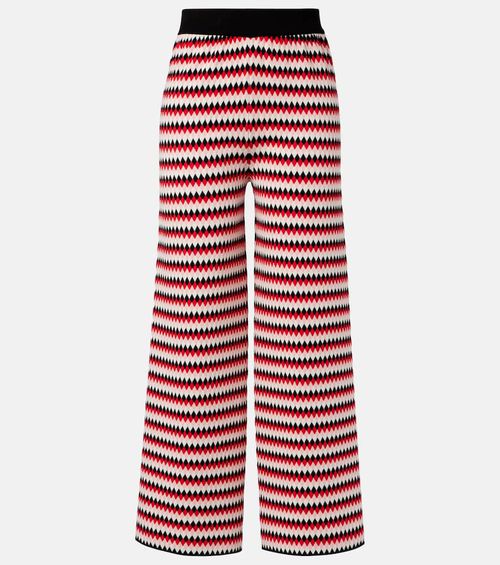 Checkers knitted wide-leg pants