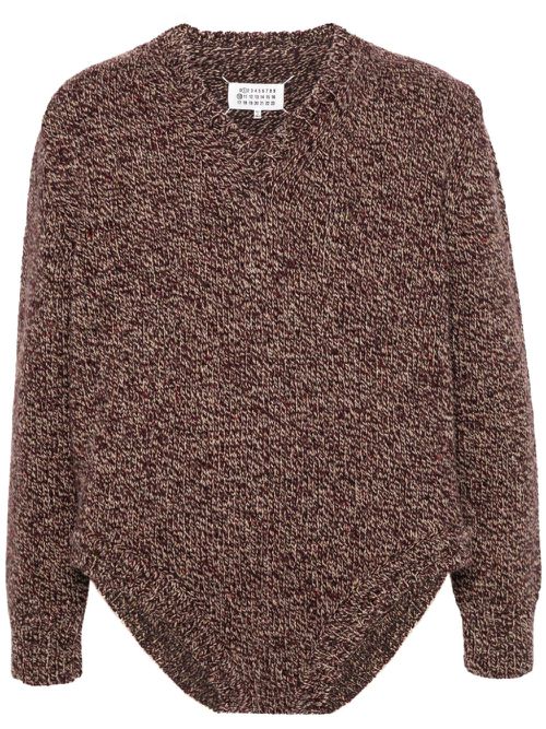 Mélange wool-blend bodysuit - Red