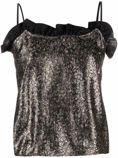 1990s brocade cami top - Black