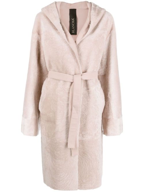 Reversible belted shearling coat - Pink