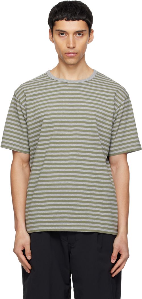 Khaki & Gray COOLMAX Stripe Jersey T-shirt