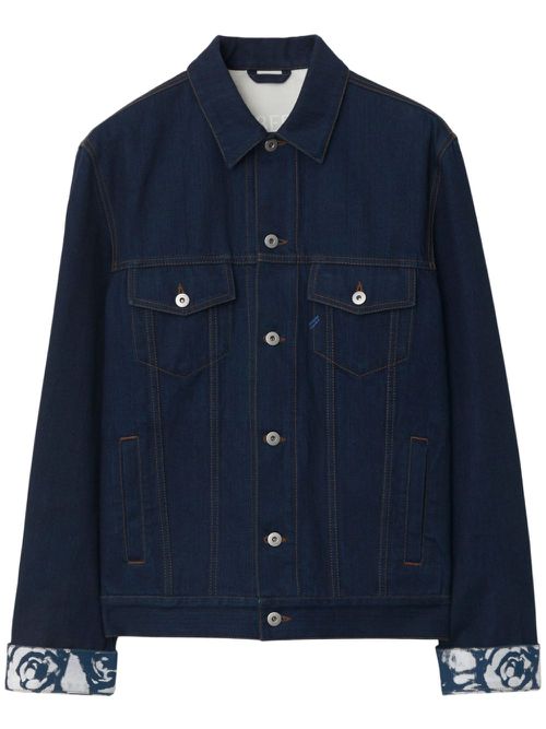 Logo-patch cotton denim jacket - Blue
