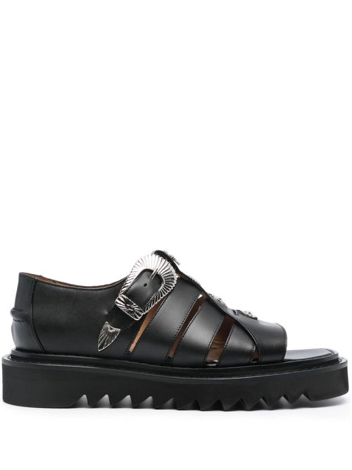 Caged leather sandals - Black