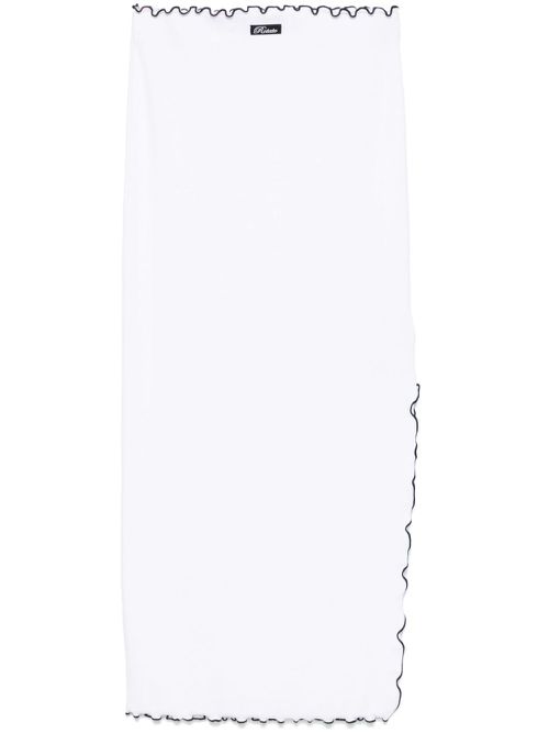 Ribbed midi skirt - White
