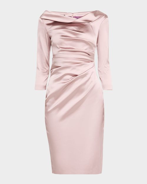 Draped Stretch Satin Duchesse Cocktail Dress