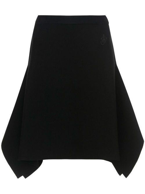 Asymmetric-hem midi skirt - Black