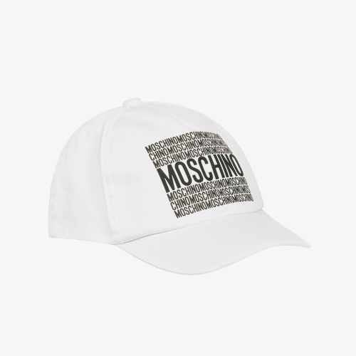 White Repeat Logo Cotton Twill Cap