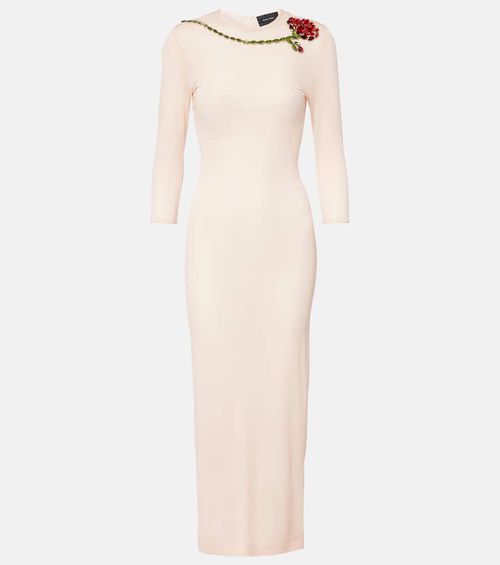 Embellished mesh midi dress