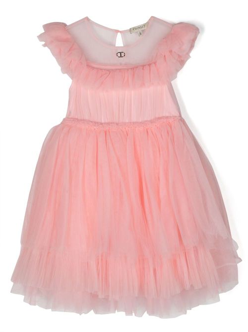 Tulle-overlay dress - Pink