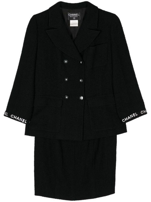 1995 tweed skirt suit - Black
