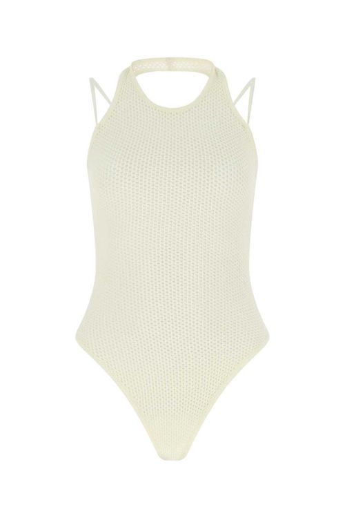 Stretch Viscose Blend Bodysuit — Ivory