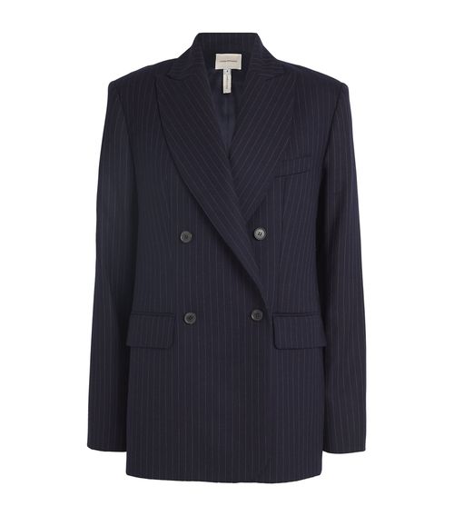 Pinstripe Double-Breasted Blazer