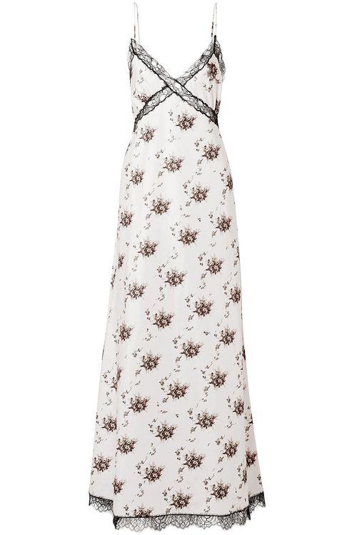 Brock Collection - Onorina lace-trimmed floral-print taffeta maxi dress - Gray - US 12