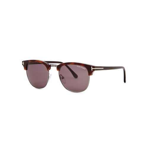 Tortoiseshell Clubmaster-style Sunglasses - Brown