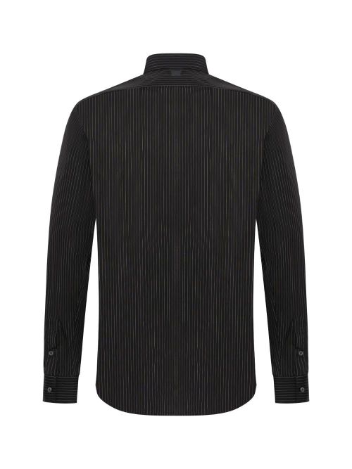 Vertical Striped Cotton Shirt — Black