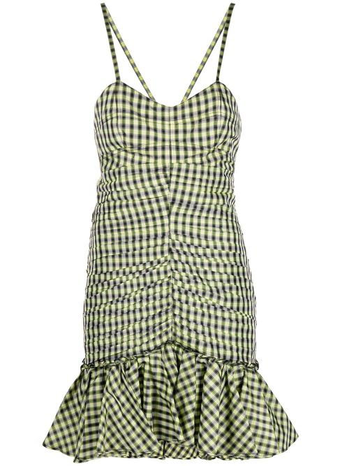 Gingham check print minidress - Yellow