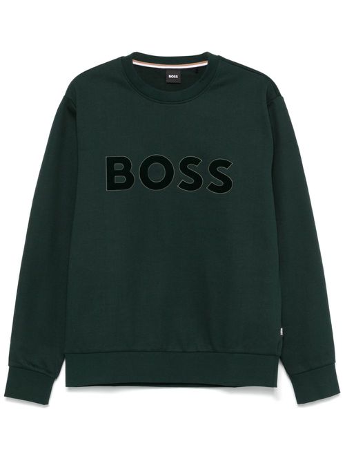 Flocked-logo sweatshirt - Green