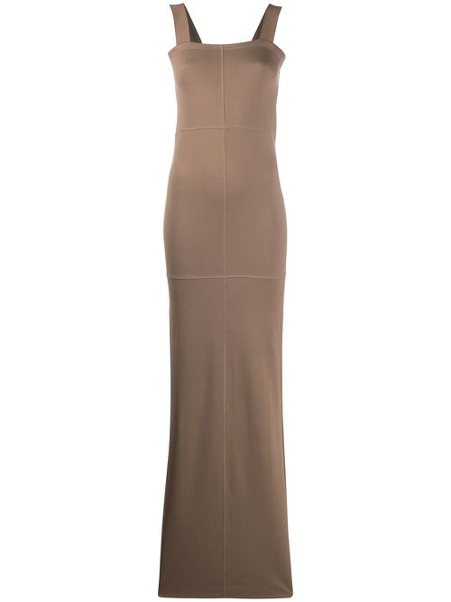 Square neck maxi dress - Brown