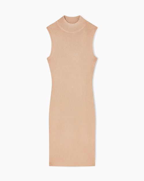 High-neck midi dress in lurex yarn