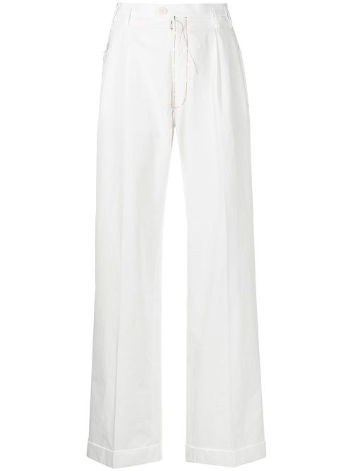 High-waisted straight-leg trousers - Neutrals