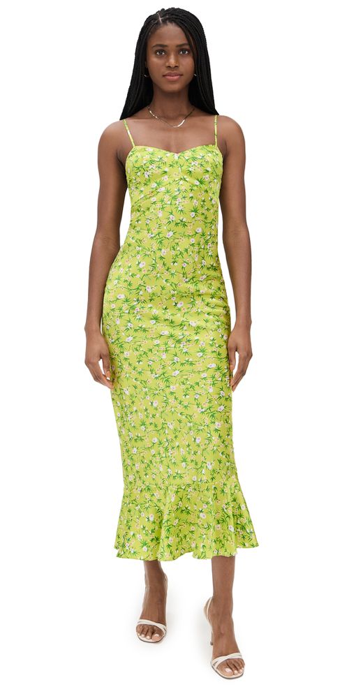 Mimi-B Dress Lime Springflowers