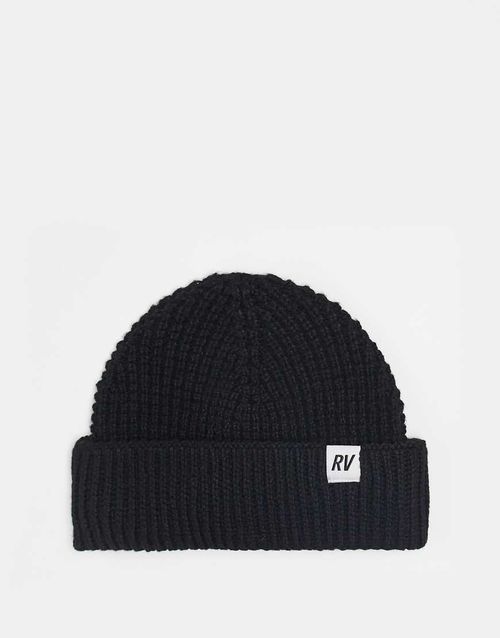 Unisex waffle beanie in black