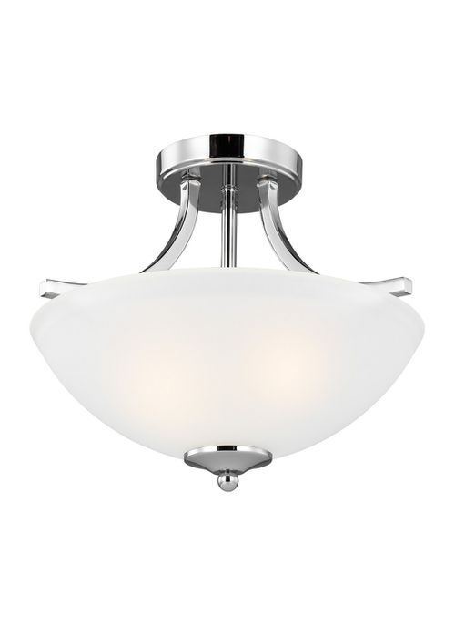 Chrome Two Light Semi-Flush Convertible Pendant from the Geary Collection
