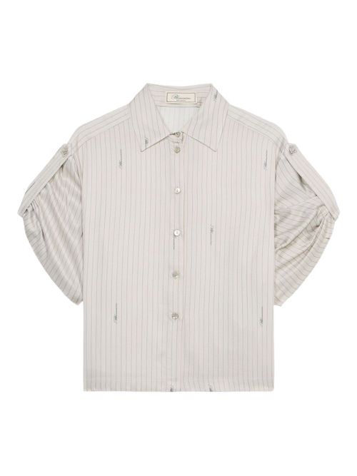 Pinstriped button-up shirt - Neutrals