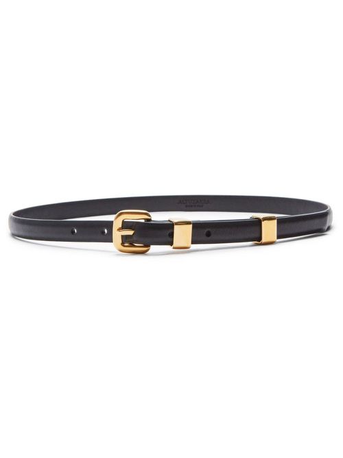 Buckled leather belt - Black