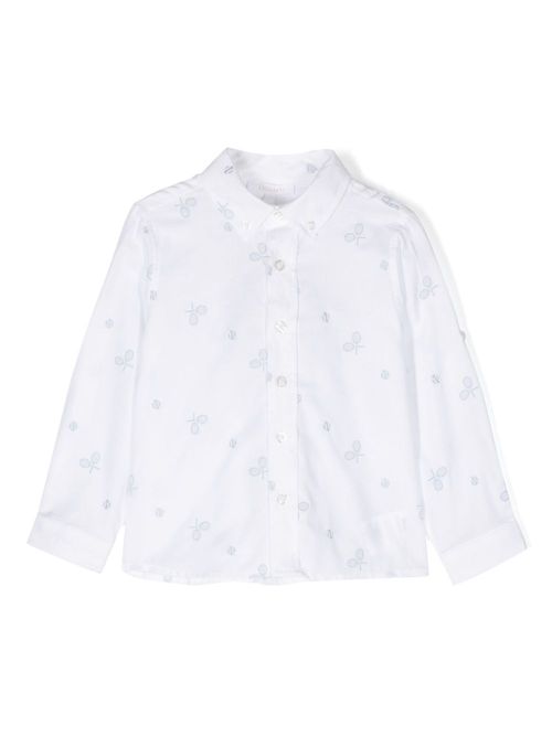Tennis-motif embroidery shirt - White