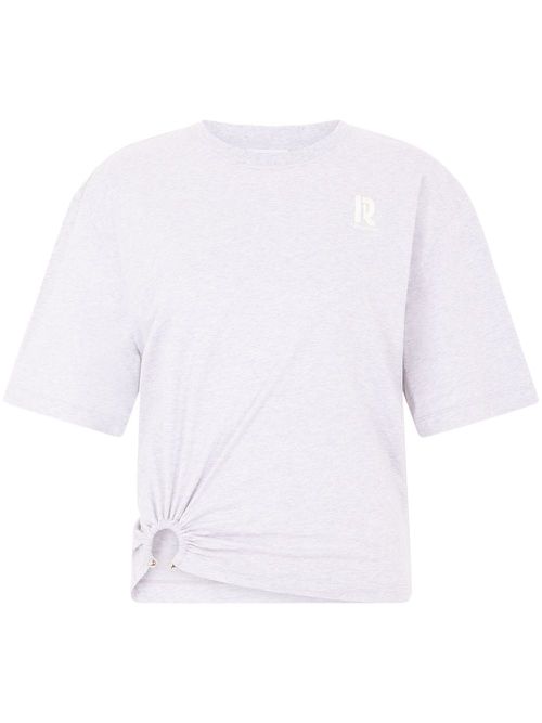 Gathered-detail cotton T-shirt - Grey