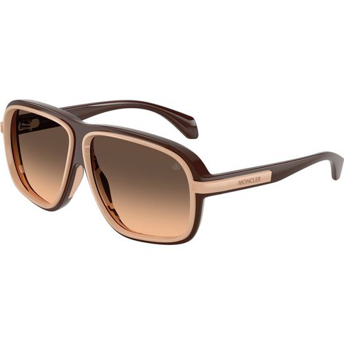 Moncler Unisex Moncler ME8011U TWOTONE 5022G9 Sunglasses Injected Brown Brown Squared Normal Nuanced