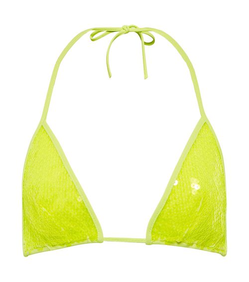 Sequined triangle bikini top