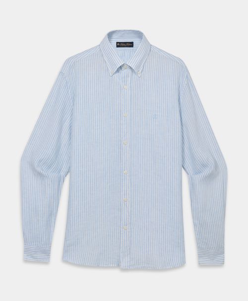 Regular Fit Linen Shirt With Button Down Collar