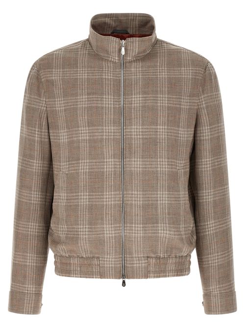 Tartan Wool Blend Jacket — Brown