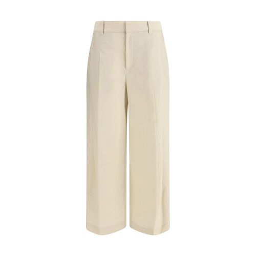 Cotton-Blend Trousers — Beige