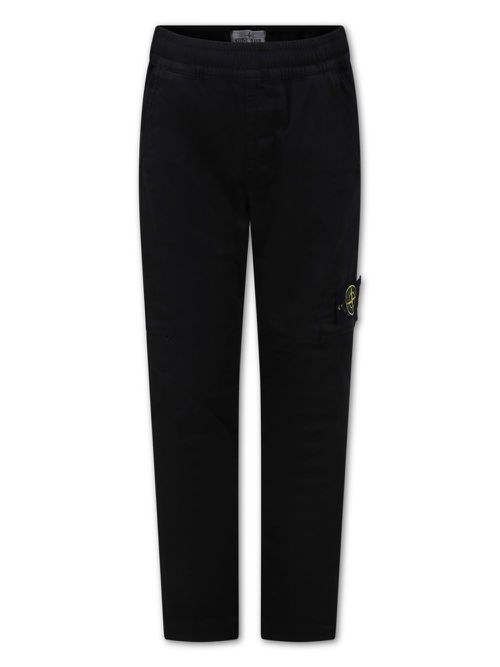 Compass-patch cotton trousers - Black