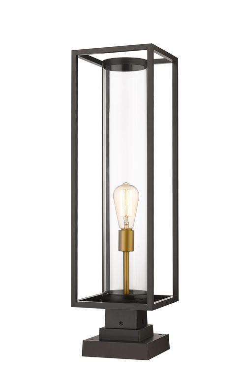 Dunbroch 1-Light Outdoor Pier Mounted Fixture Light In Deep Bronze With Outdoor Bra