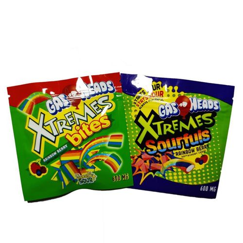 20/50/100Pcs Empty Gas Heads Xtremes Gummies Candy Packaging Bags 500mg Resealable Smell-proof Stand Up Ziplock Pouch Empty Packaging Bags Only