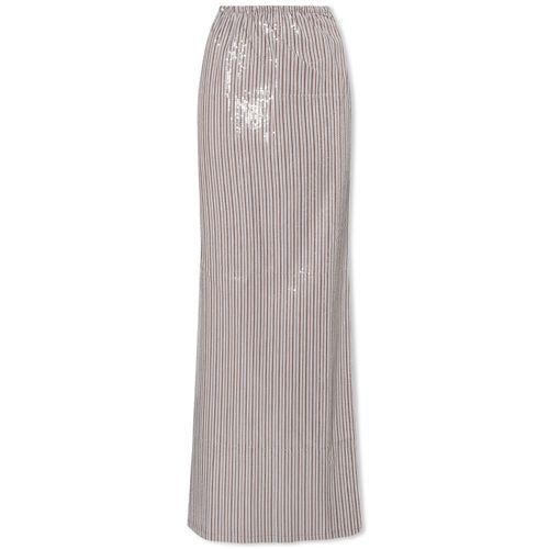 Women's Livia Sequin Skirt in Brown Stripe Sequin